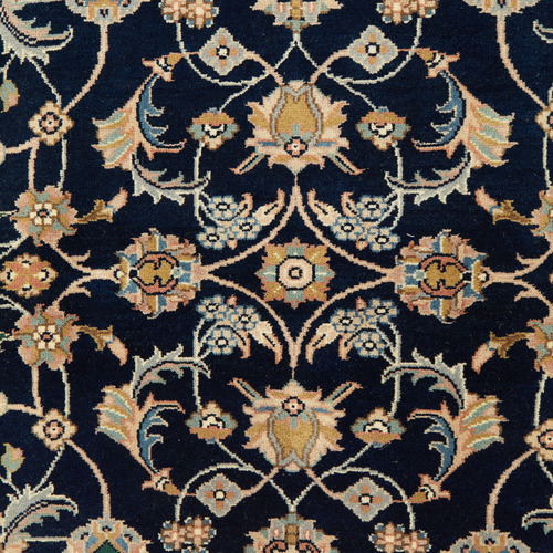 Blue Persian Hand-Knotted Wool Rug