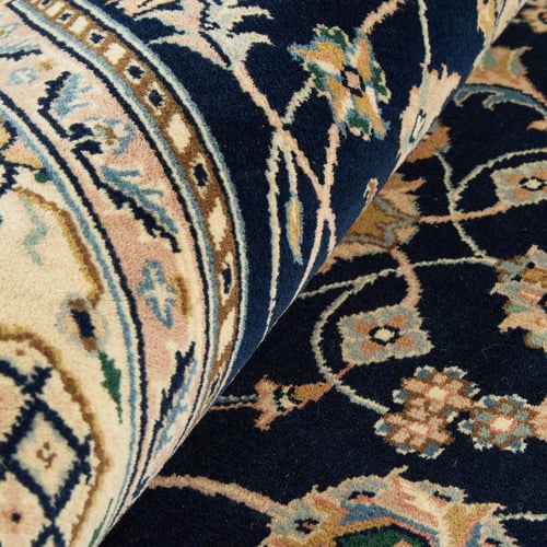 Blue Persian Hand-Knotted Wool Rug