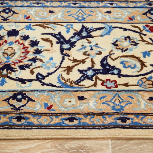 Cream Persian Hand-Knotted Wool Rug