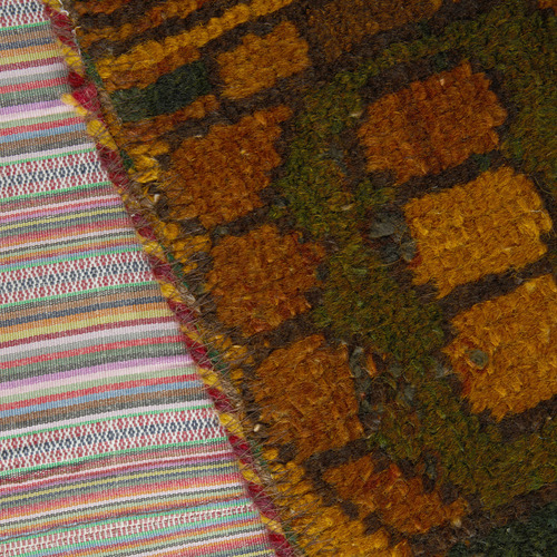 Yellow Persian Patch Work Hand-Knotted Wool Rug