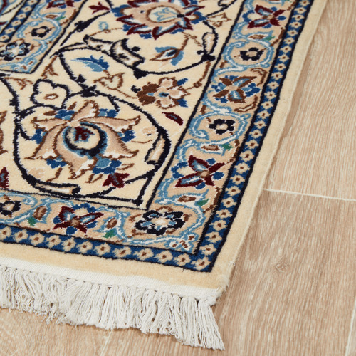 Cream Persian Medallion Hand-Knotted Wool Rug