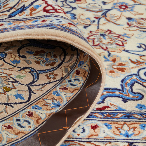 Blue & Cream Wool Persian Nain Rug