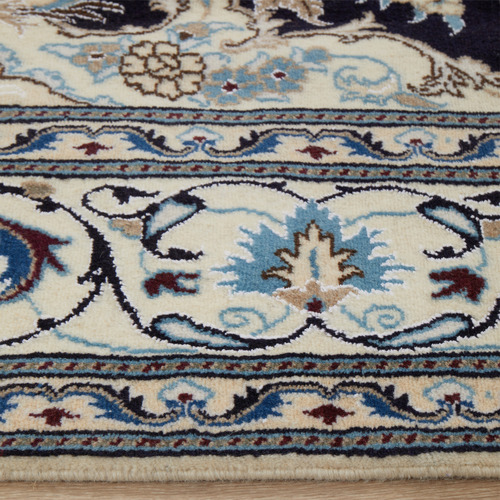 Blue Persian Medallion Hand-Knotted Wool Rug