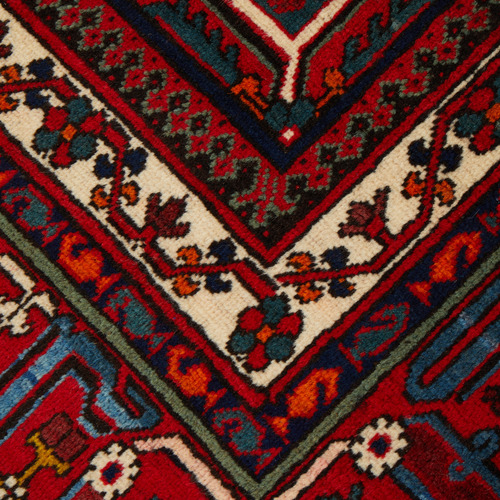 Red Persian Hand-Knotted Wool Rug