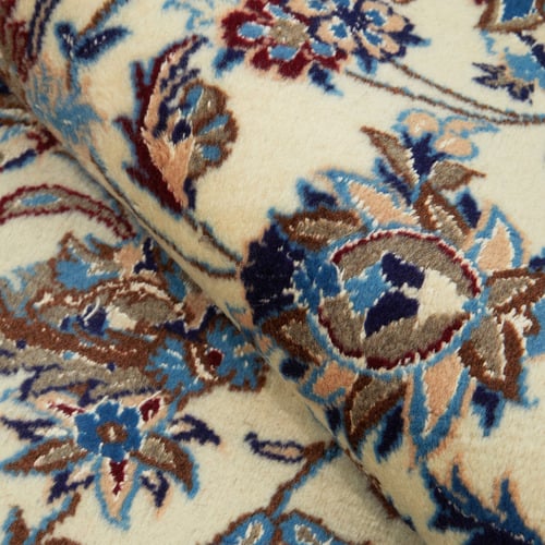 Beige Persian Floral Hand-Knotted Wool Rug