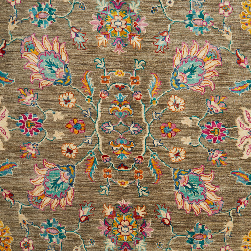 Brown Persian Hand-Knotted Wool Rug