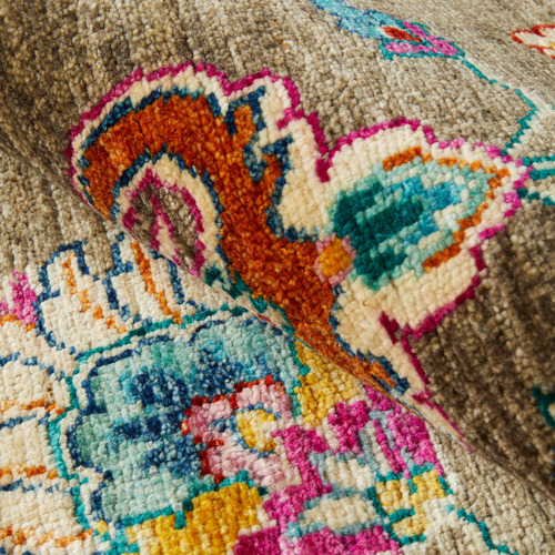 Brown Persian Hand-Knotted Wool Rug