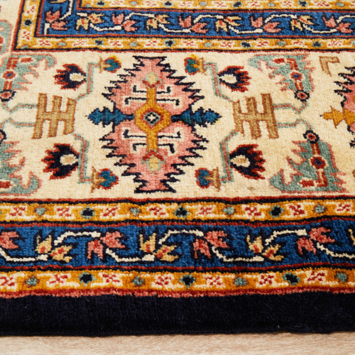Cream & Pink Persian Medallion Hand-Knotted Rug