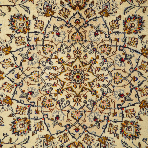 Beige Persian Hand-Knotted Wool Rug