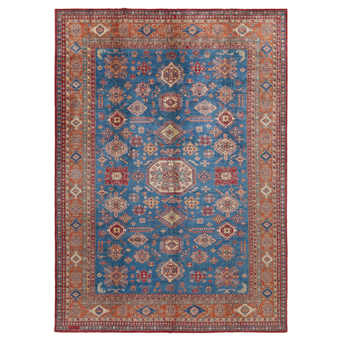 Red & Blue Persian Hand-Knotted Wool Rug