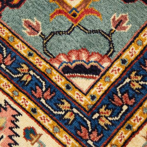 Cream & Pink Persian Medallion Hand-Knotted Rug