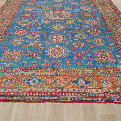 Red & Blue Persian Hand-Knotted Wool Rug