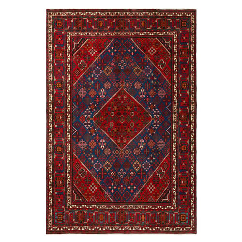 Red Persian Hand-Knotted Wool Rug