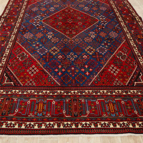Red Persian Hand-Knotted Wool Rug