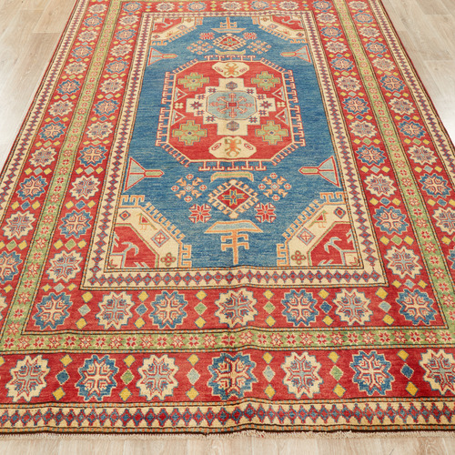 Red & Blue Persian Medallion Hand-Knotted Rug