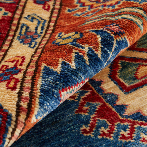 Red & Blue Persian Hand-Knotted Wool Rug