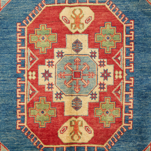 Red & Blue Persian Medallion Hand-Knotted Rug