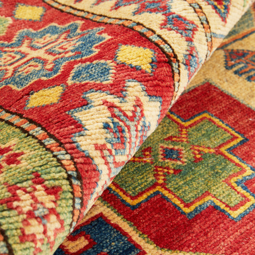 Red & Blue Persian Medallion Hand-Knotted Rug