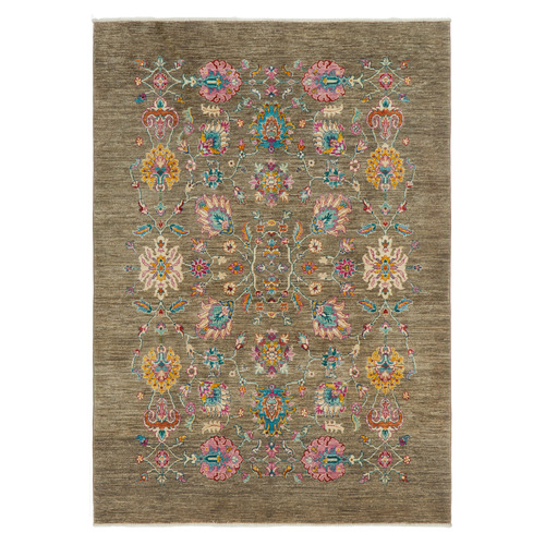 Brown Persian Hand-Knotted Wool Rug