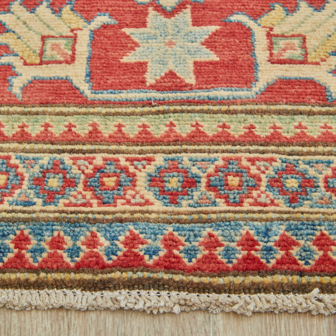 Kazak Hand-Knotted Wool Rug