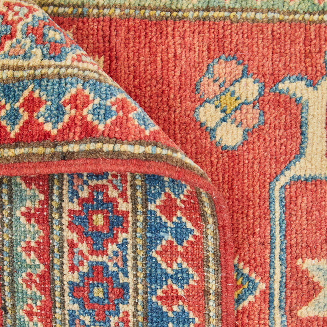 Kazak Hand-Knotted Wool Rug