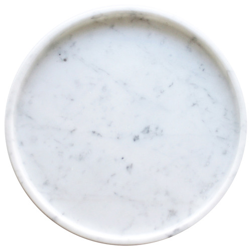 EvieGroup White Carrara Marble Round Serving Tray Temple & ster