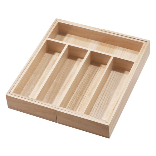 iDesign Eco Wood Extendable Cutlery Tray Temple & ster