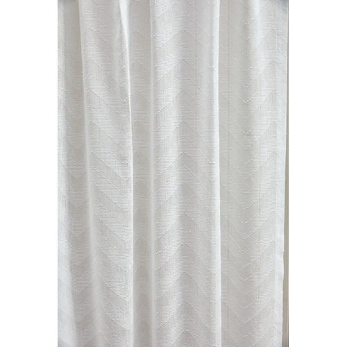White Chevron Concealed Tab Top Curtains