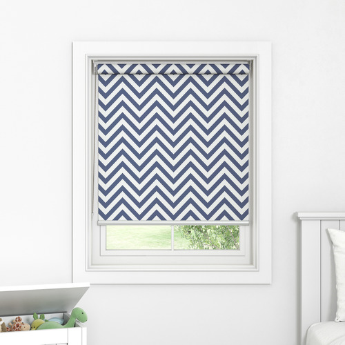 Blue Chevron Blockout Roller Blind