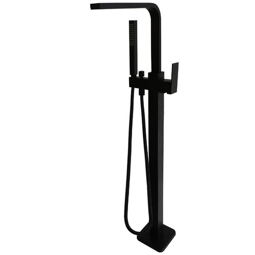 Matte Black Square Freestanding Bath Mixer & Hand-Held Shower Set