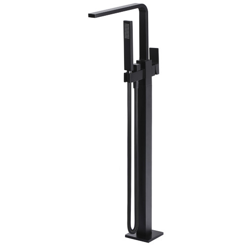 Matte Black Square Freestanding Bath Mixer & Hand-Held Shower Set