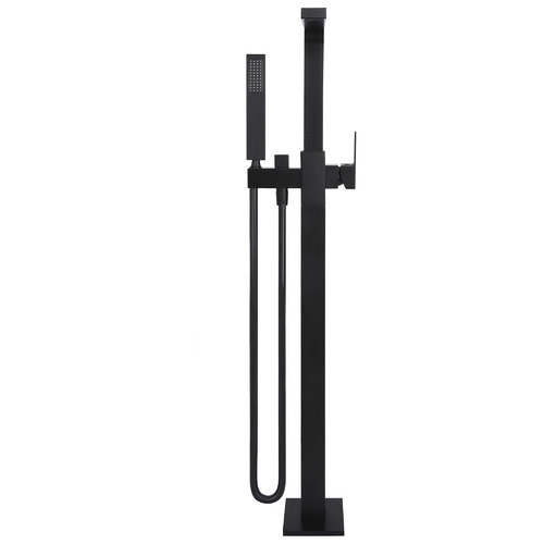 Matte Black Square Freestanding Bath Mixer & Hand-Held Shower Set