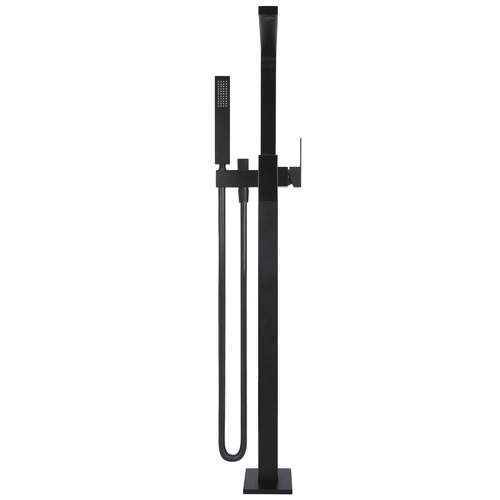 Matte Black Square Freestanding Bath Mixer & Hand-Held Shower Set