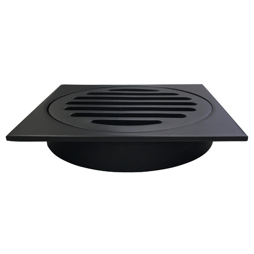 10cm Matte Black Square Shower Grate Floor Drain