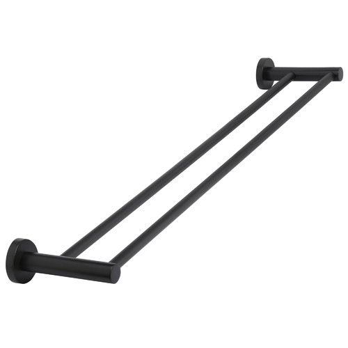 60cm Matte Black Round Double Towel Rail