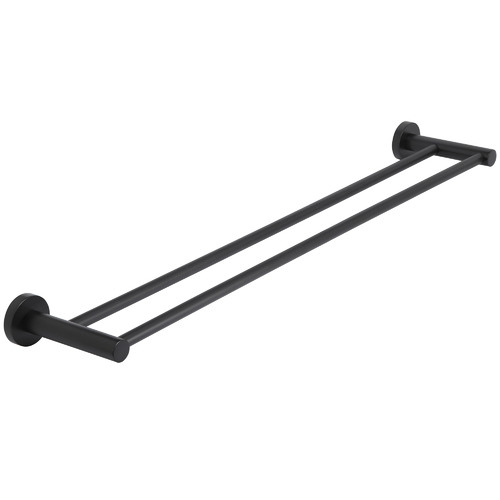 60cm Matte Black Round Double Towel Rail