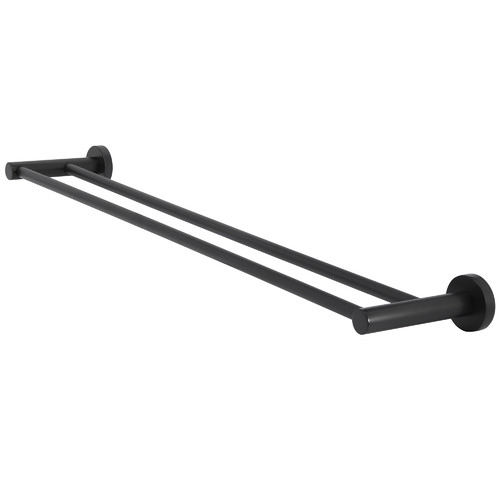 60cm Matte Black Round Double Towel Rail