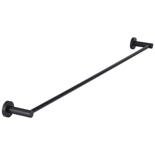 90cm Matte Black Round Single Towel Rail