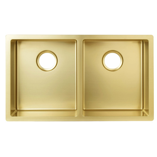 44 x 86cm Brushed Bronze Gold Double Stainless Steel Kitchen Sink Bowl