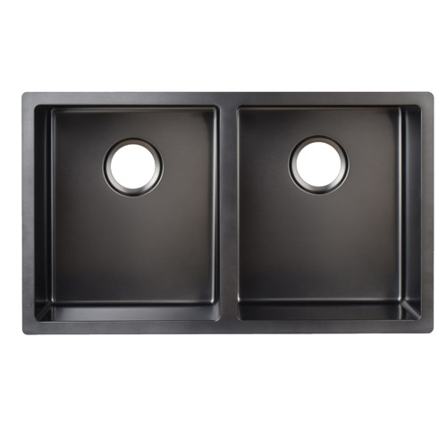 44 x 86cm Gunmetal Black Double Stainless Steel Kitchen Sink Bowl