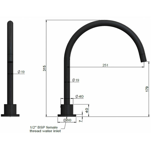 Round High-Rise Swivel Hob Spout