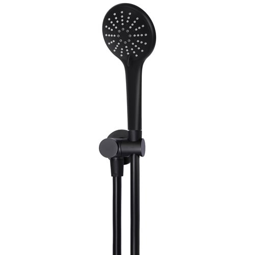 Matte Black Round Hand-Held Shower on Bracket