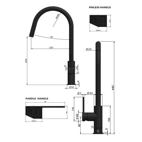 Piccola Brass Pull-Out Sink Mixer