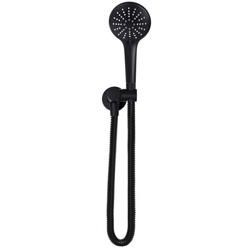 Matte Black Round Hand-Held Shower on Bracket