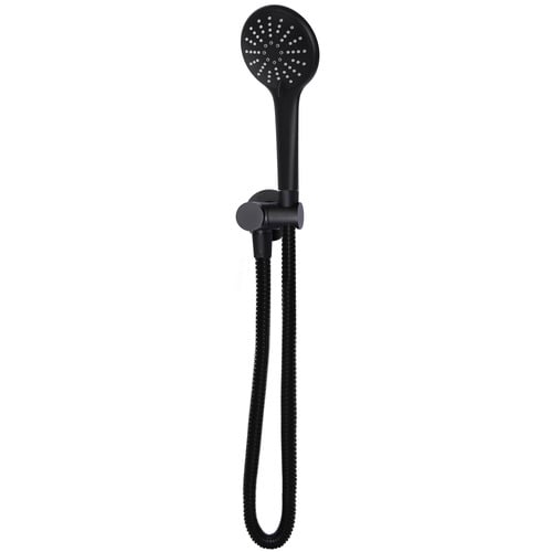 Matte Black Round Hand-Held Shower on Bracket