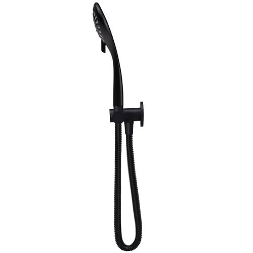 Matte Black Round Hand-Held Shower on Bracket
