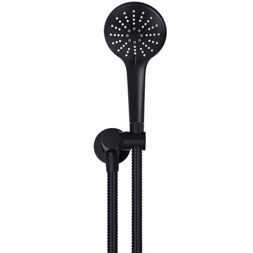 Matte Black Round Hand-Held Shower on Bracket