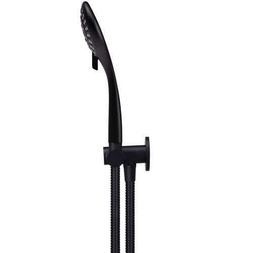 Matte Black Round Hand-Held Shower on Bracket