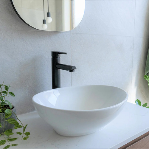 Tall Matte Black Round Basin Mixer