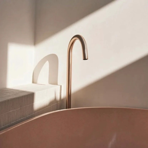 Champagne Curved Freestanding Bath Spout